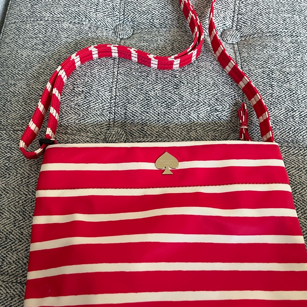 Kate Spade Red and White Striped Crossbody Bag